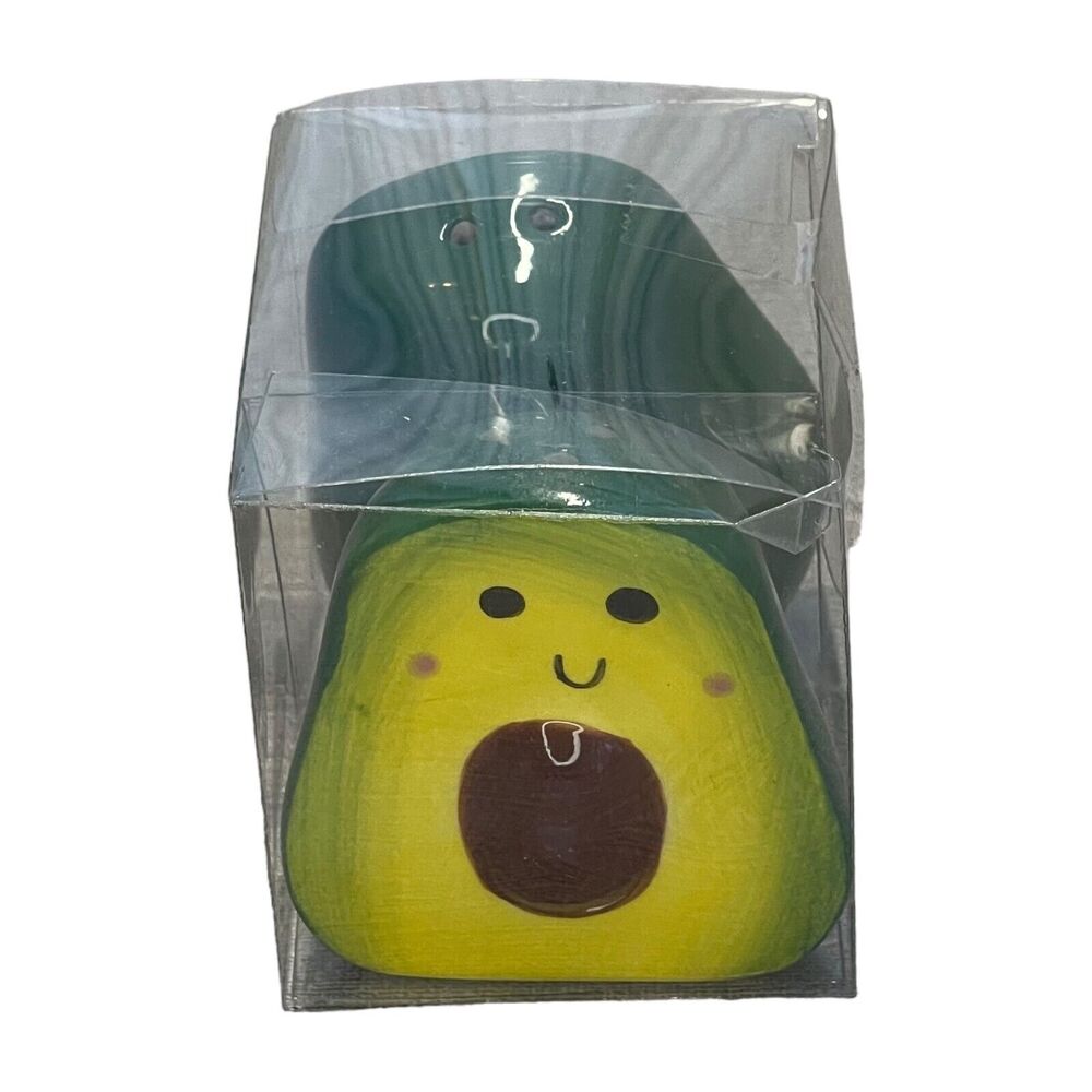 Happy Cute Avocados Salt & Pepper Shaker Set Green Ceramic Novelty Kitchenware - Picture 1 of 7